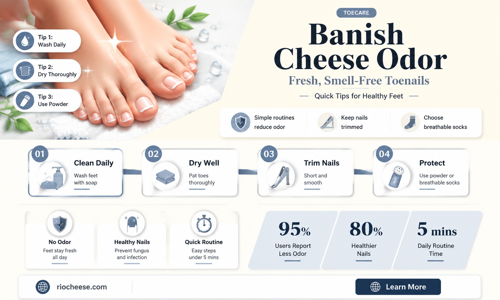 how to get rid of cheese smell under toenails