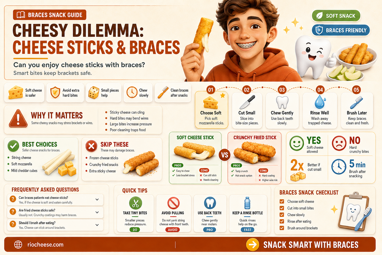 can you eat cheese sticks with braces