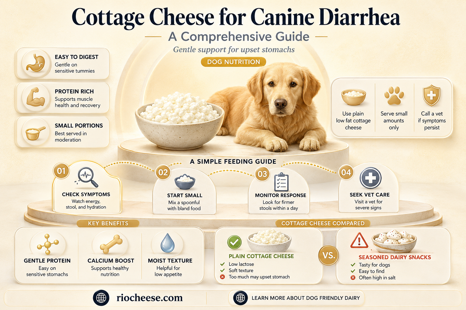 how much cottage cheese to give a dog for diarrhea