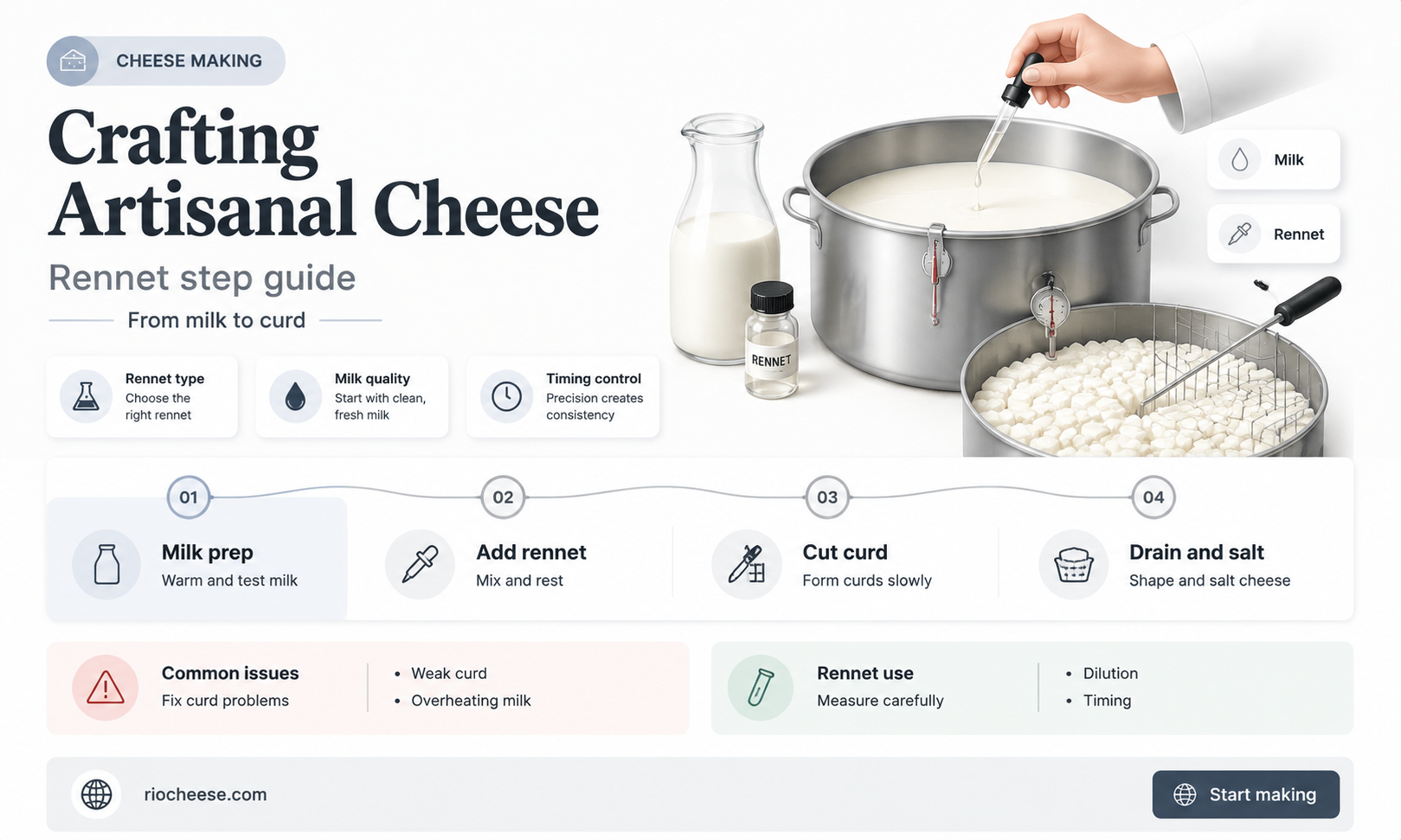 how to make cheese using rennet