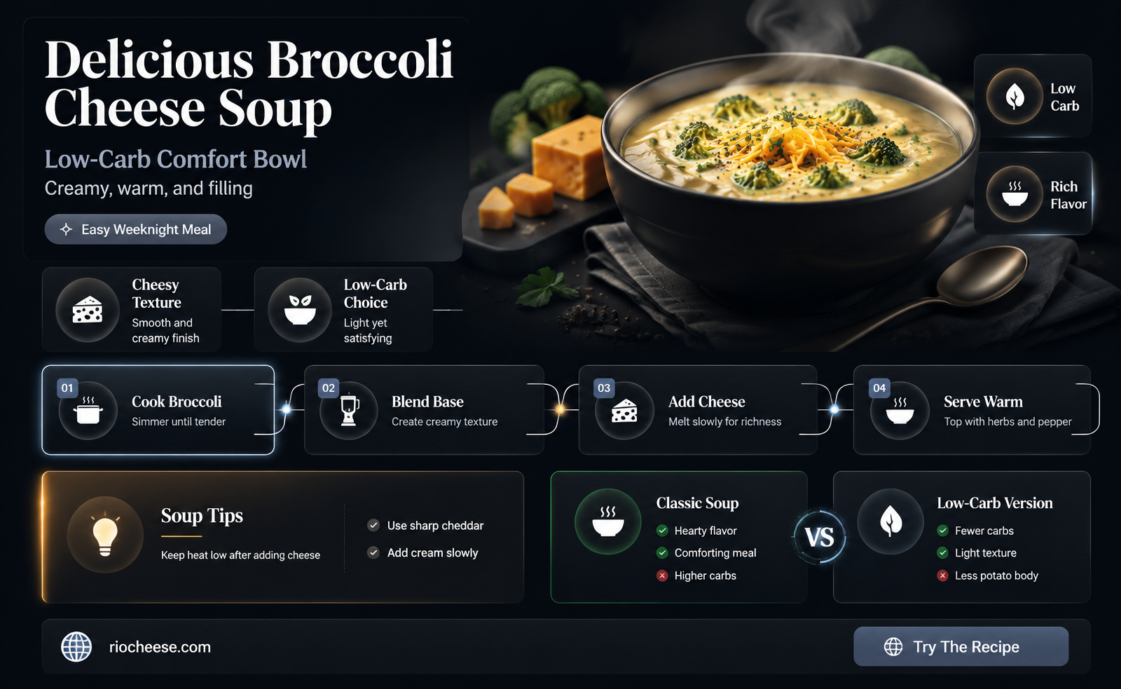how many carbs in broccoli cheese soup