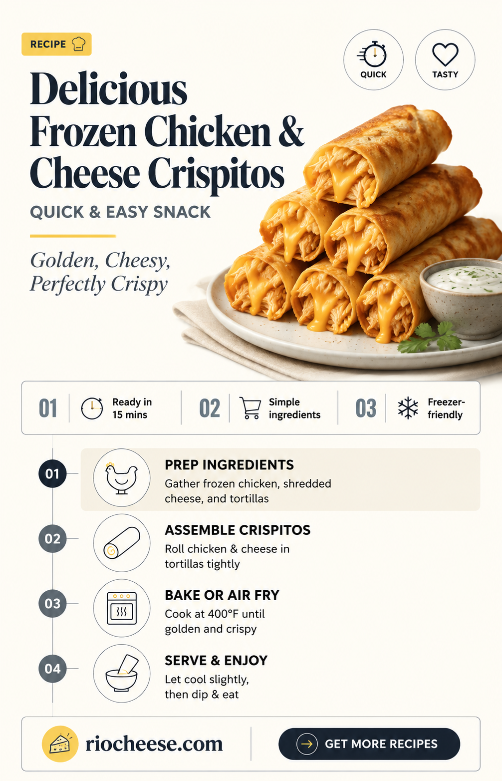 how to cook frozen chicken and cheese crispitos