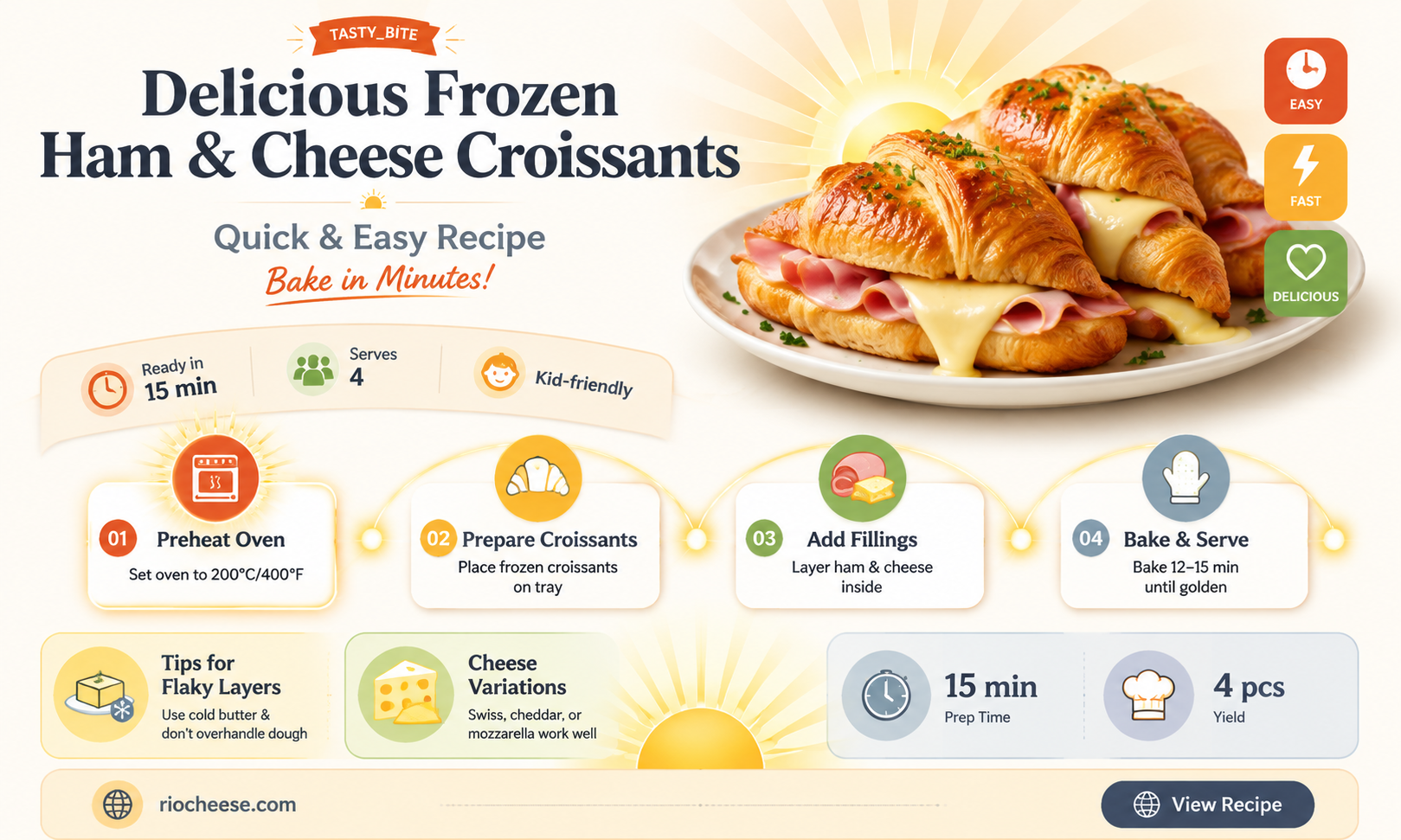 how to cook frozen ham and cheese croissants