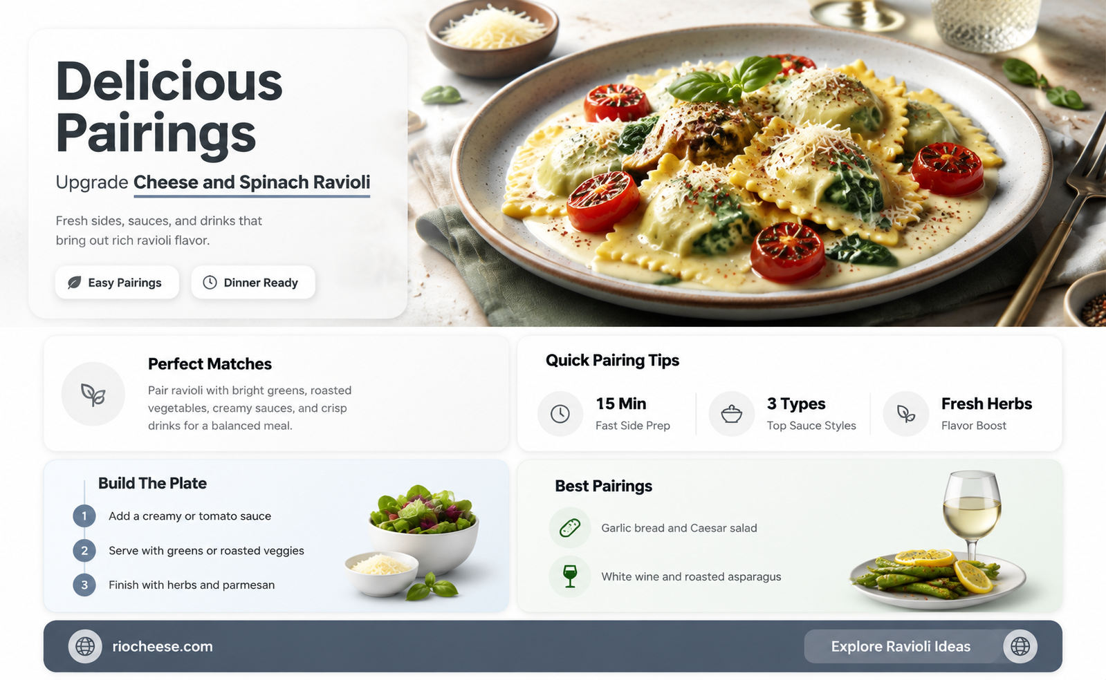 what to serve with cheese and spinach ravioli