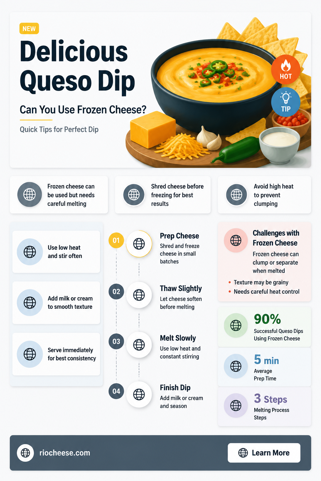 can you use frozen cheese for queso dip