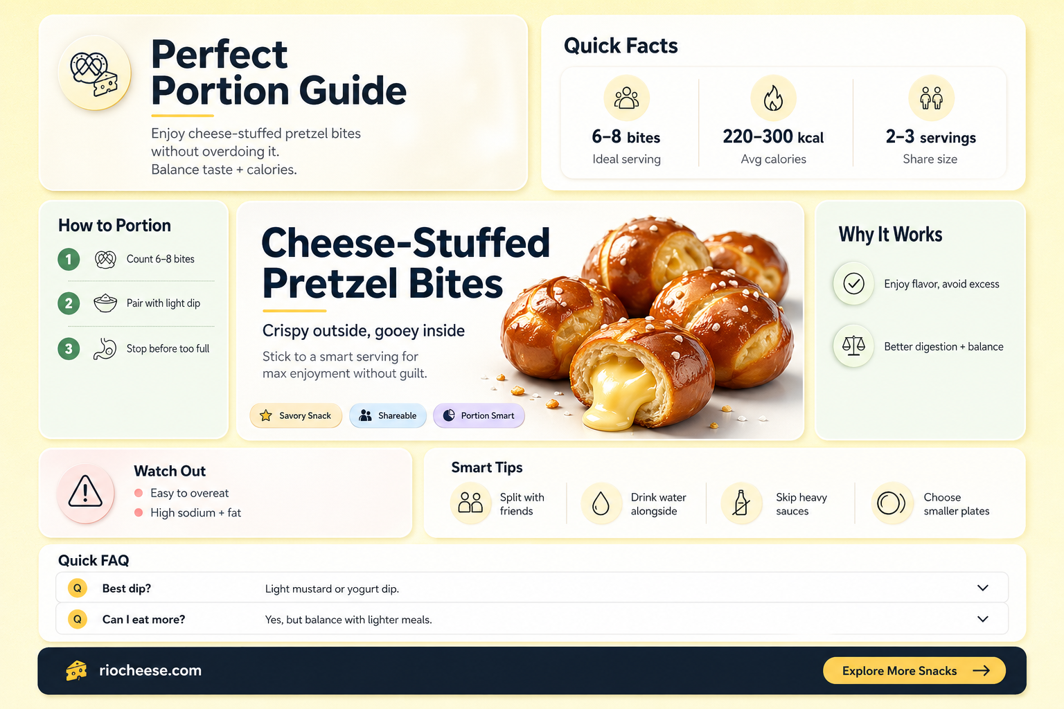 how large is one serving of cheese stuffed pretzel bites