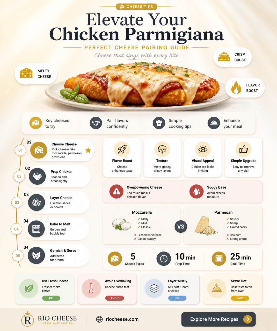 what kind of cheese goes on chicken parmigiana