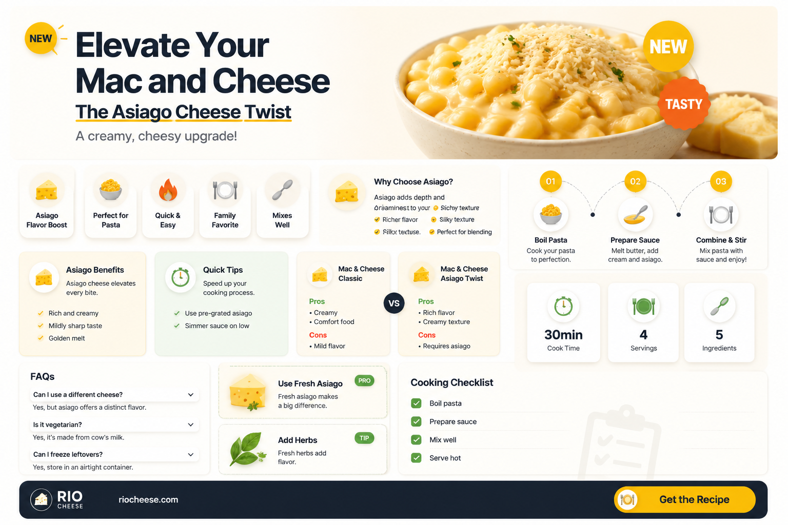 is asiago cheese good for mac and cheese