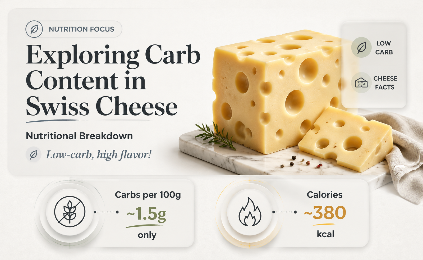 how many carbohydrates in swiss cheese