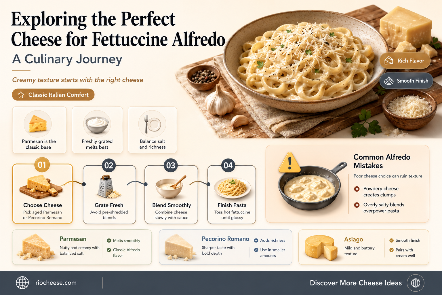 what kind of cheese goes on fettuccine alfredo