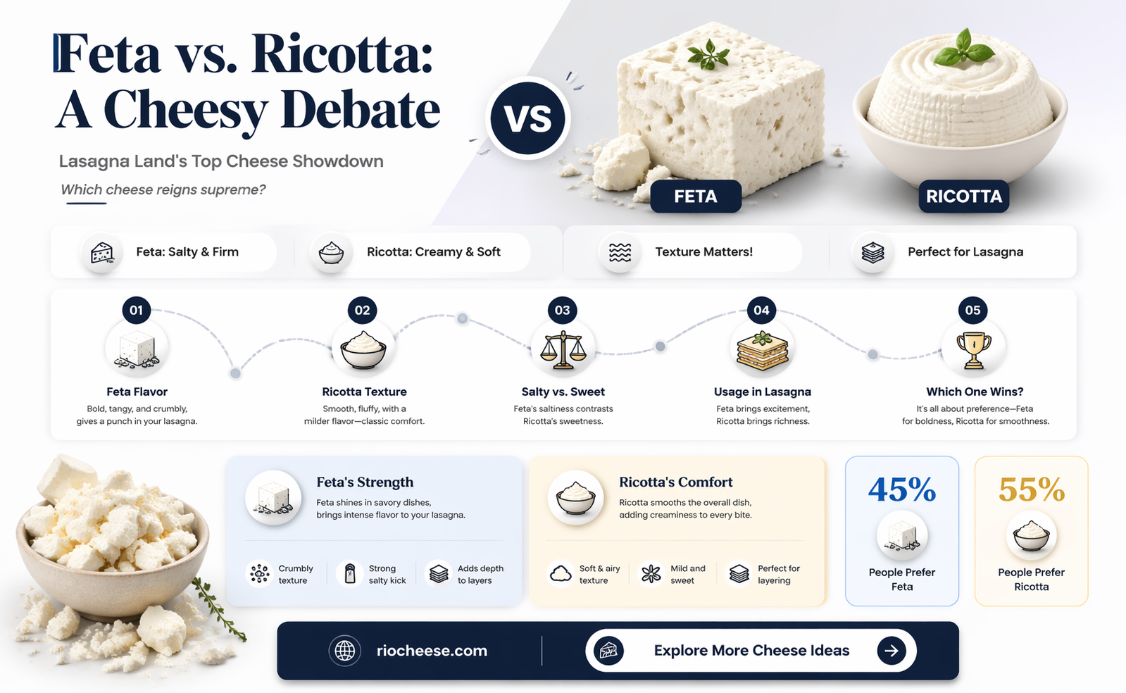 can you use feta cheese instead of ricata for lasagna