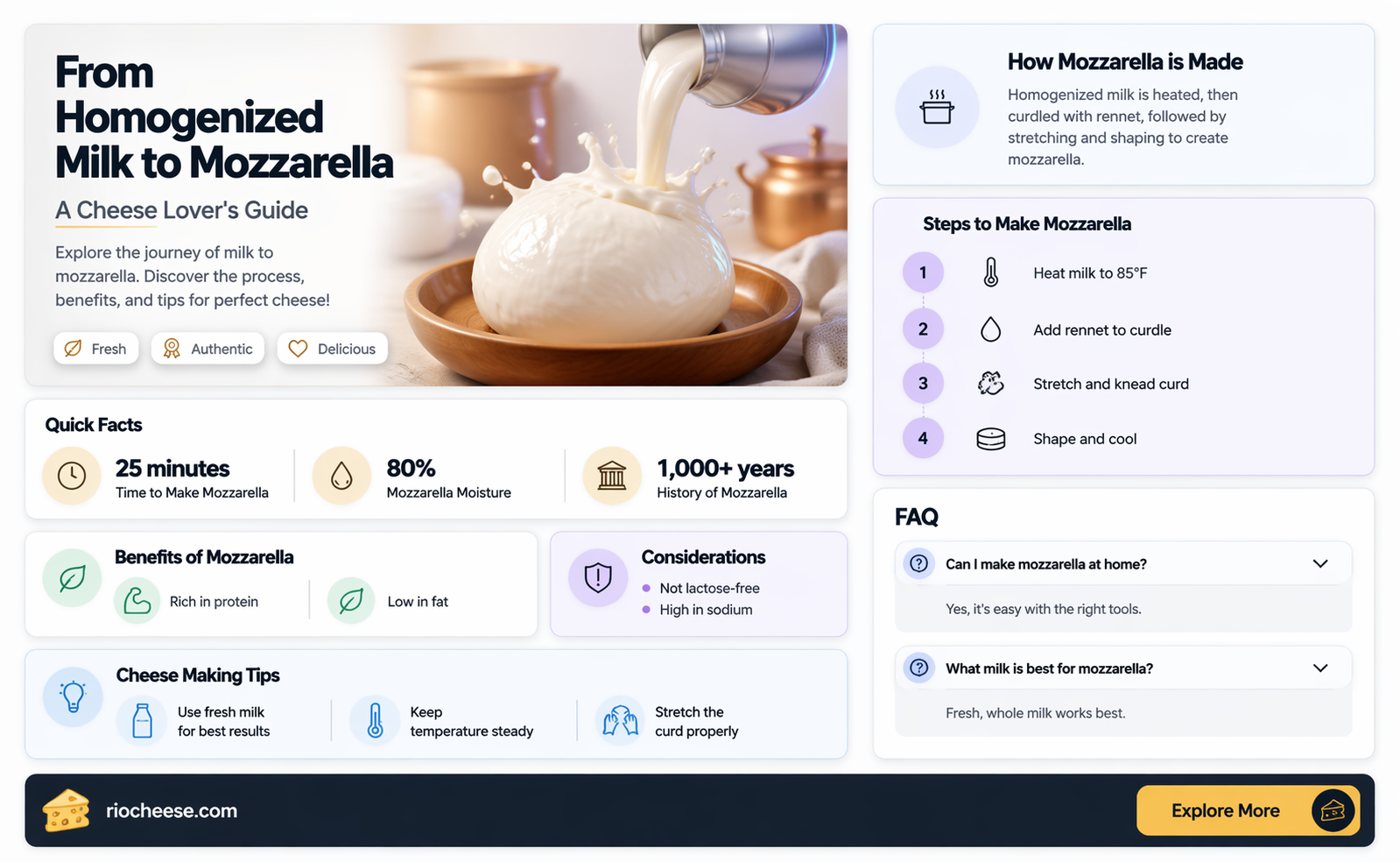 can you use homogenized milk to make mozzarella cheese