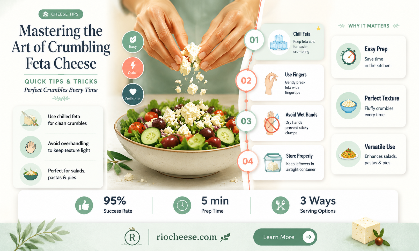 how do you crumble feta cheese