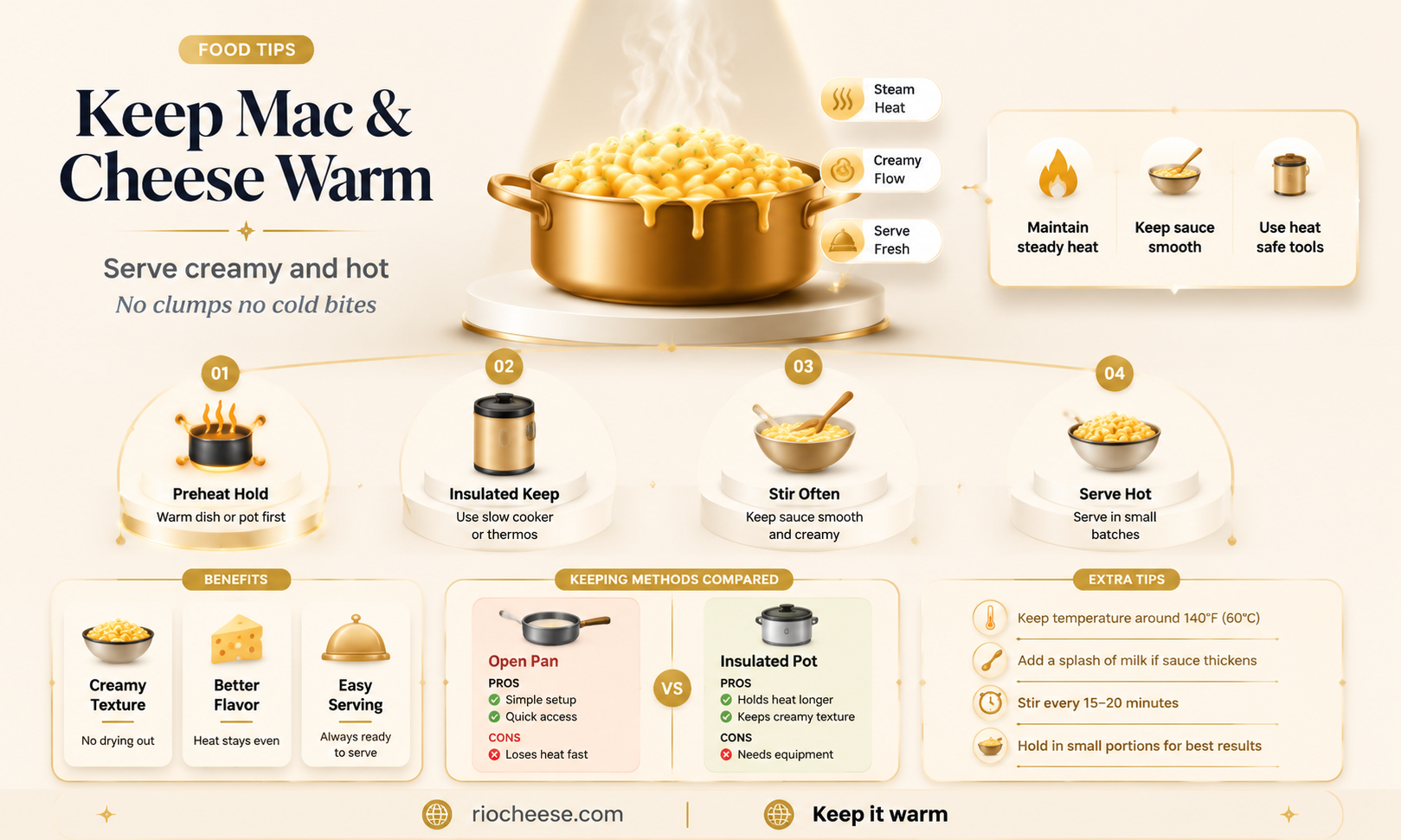 how to keep macaroni and cheese warm