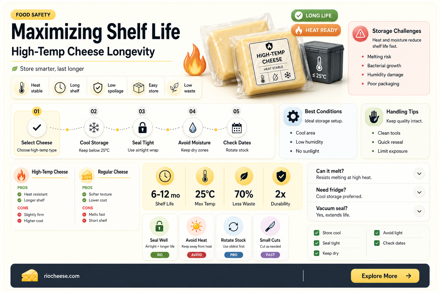 how long does high temp cheese last