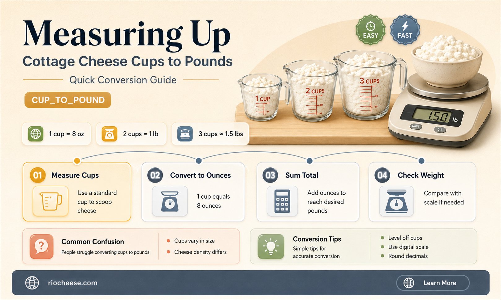 how many cups in a pound of cottage cheese