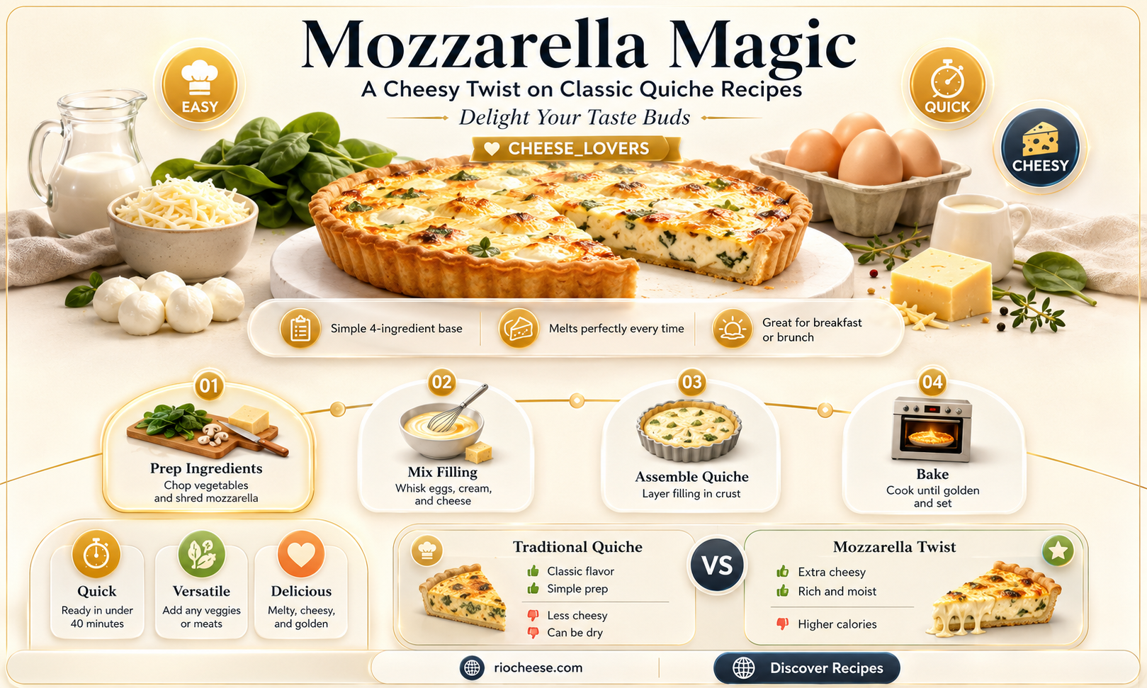 can you use mozzarella cheese in a quiche