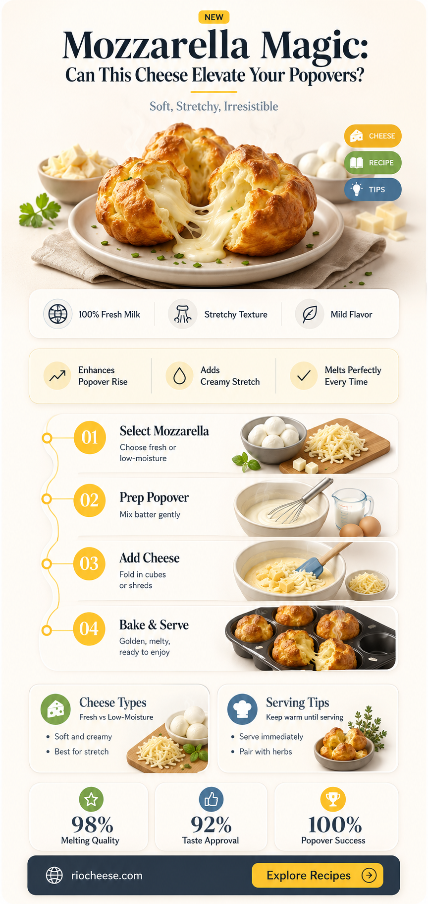 can you use mozzarella cheese for popovers