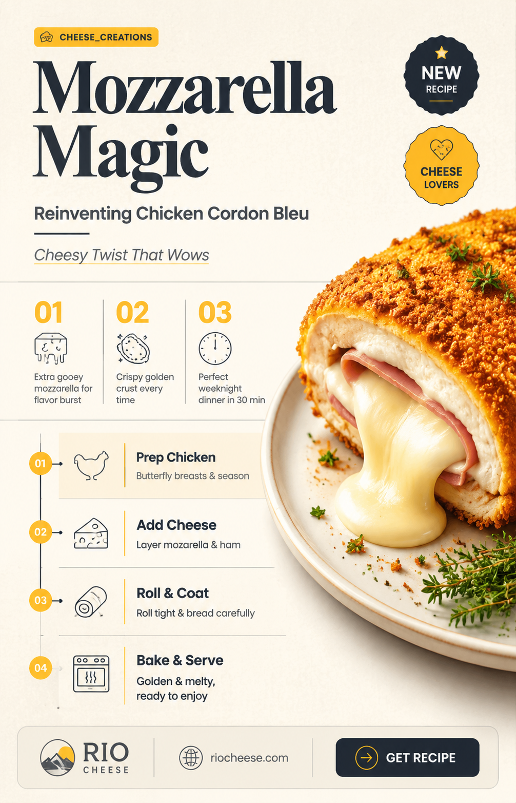 can you use mozzarella cheese for chicken cordon bleu
