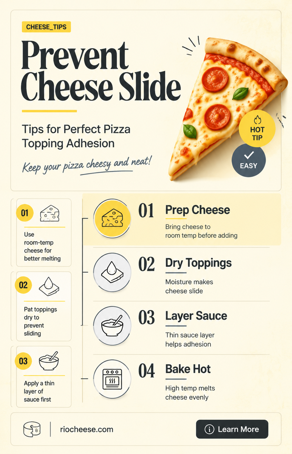 how do i keep cheese from sliding off pizza