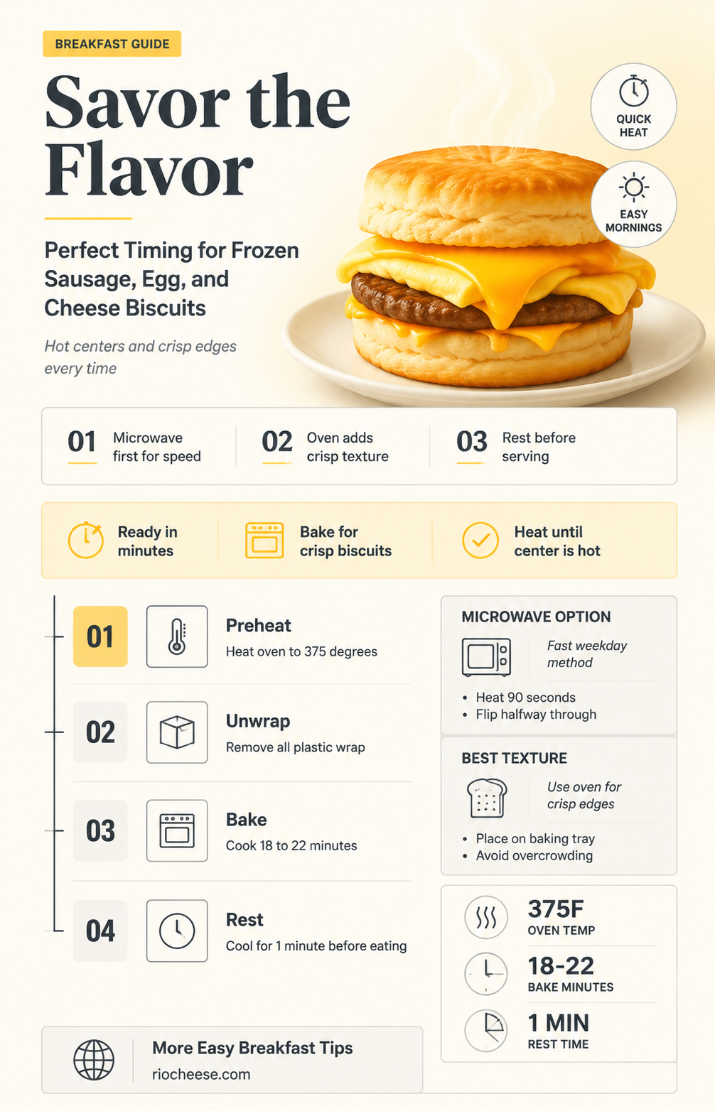 how long to cook frozen sausage egg and cheese biscuit