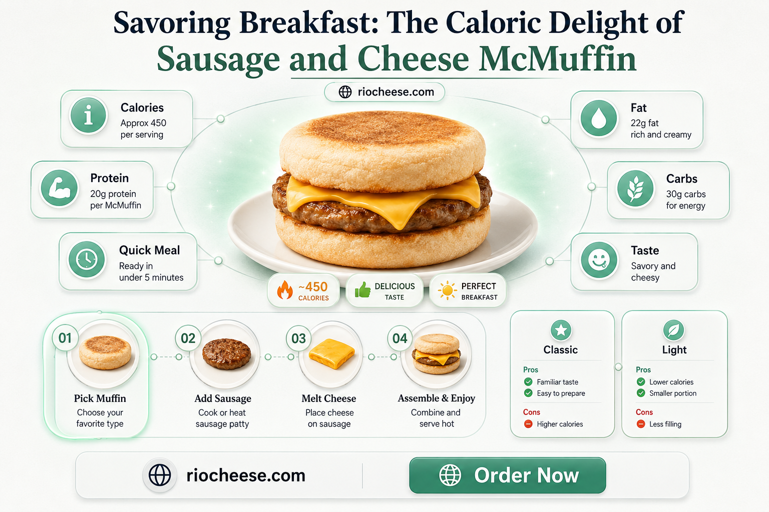 how many calories are in a sausage and cheese mcmuffin