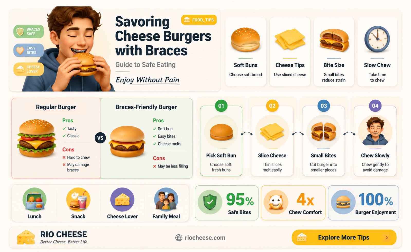 can you eat cheese burgers with braces