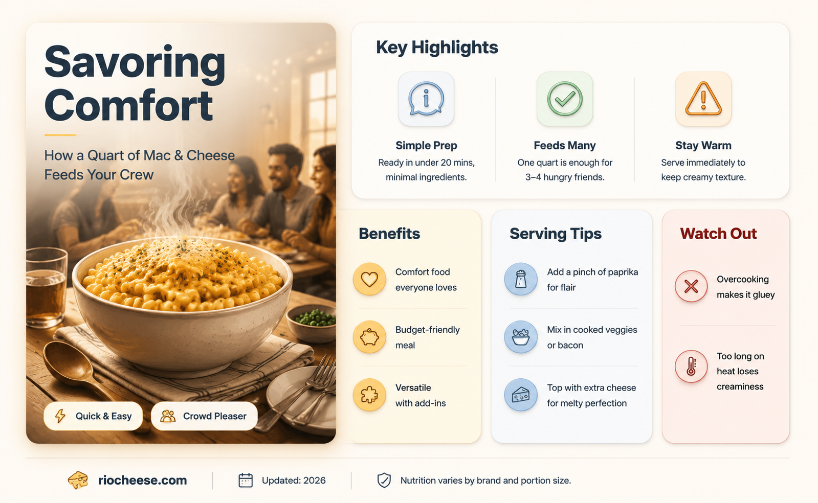 how much does a quart of mac and cheese feed