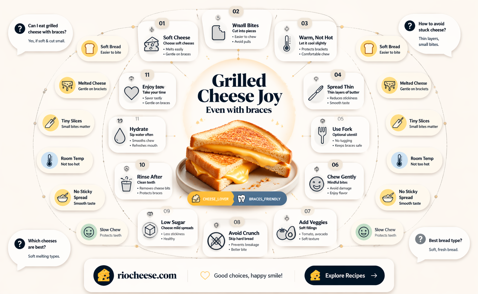 can you eat grilled cheese with braces