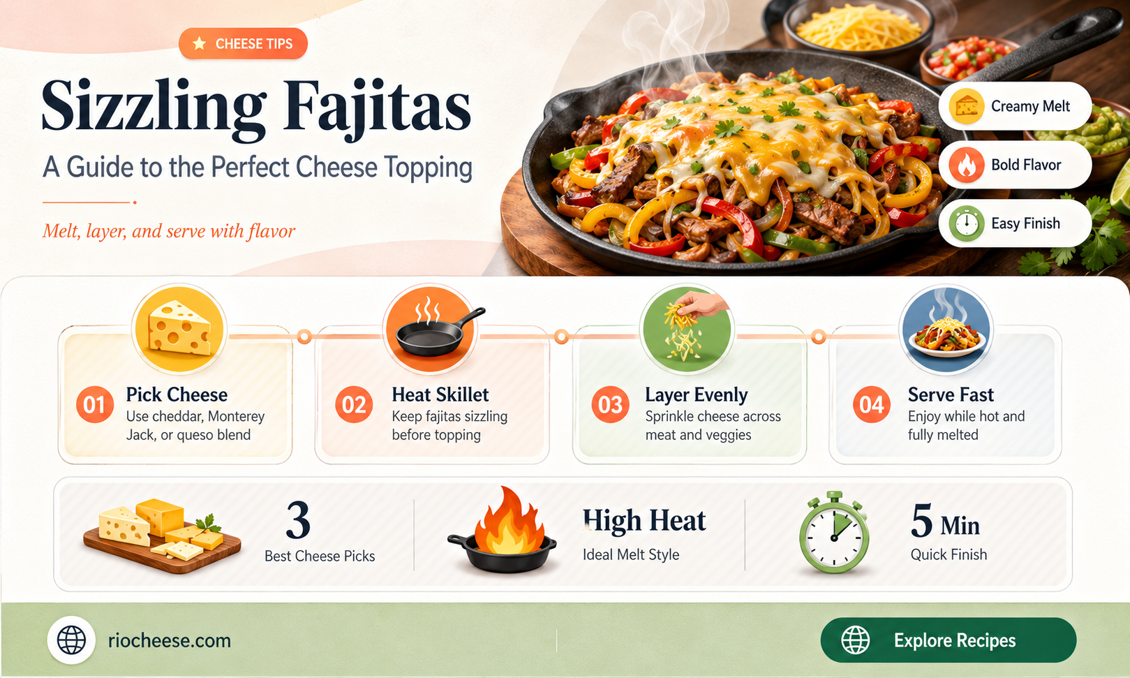 what kind of cheese goes on fajitas