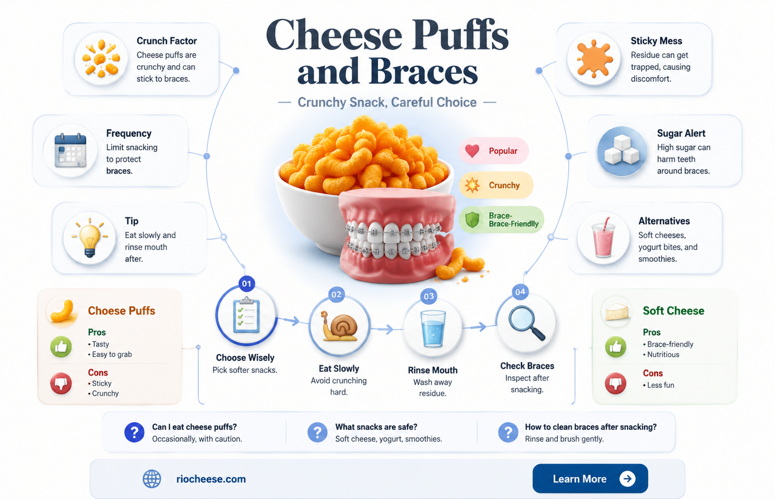 can i eat cheese puffs with braces