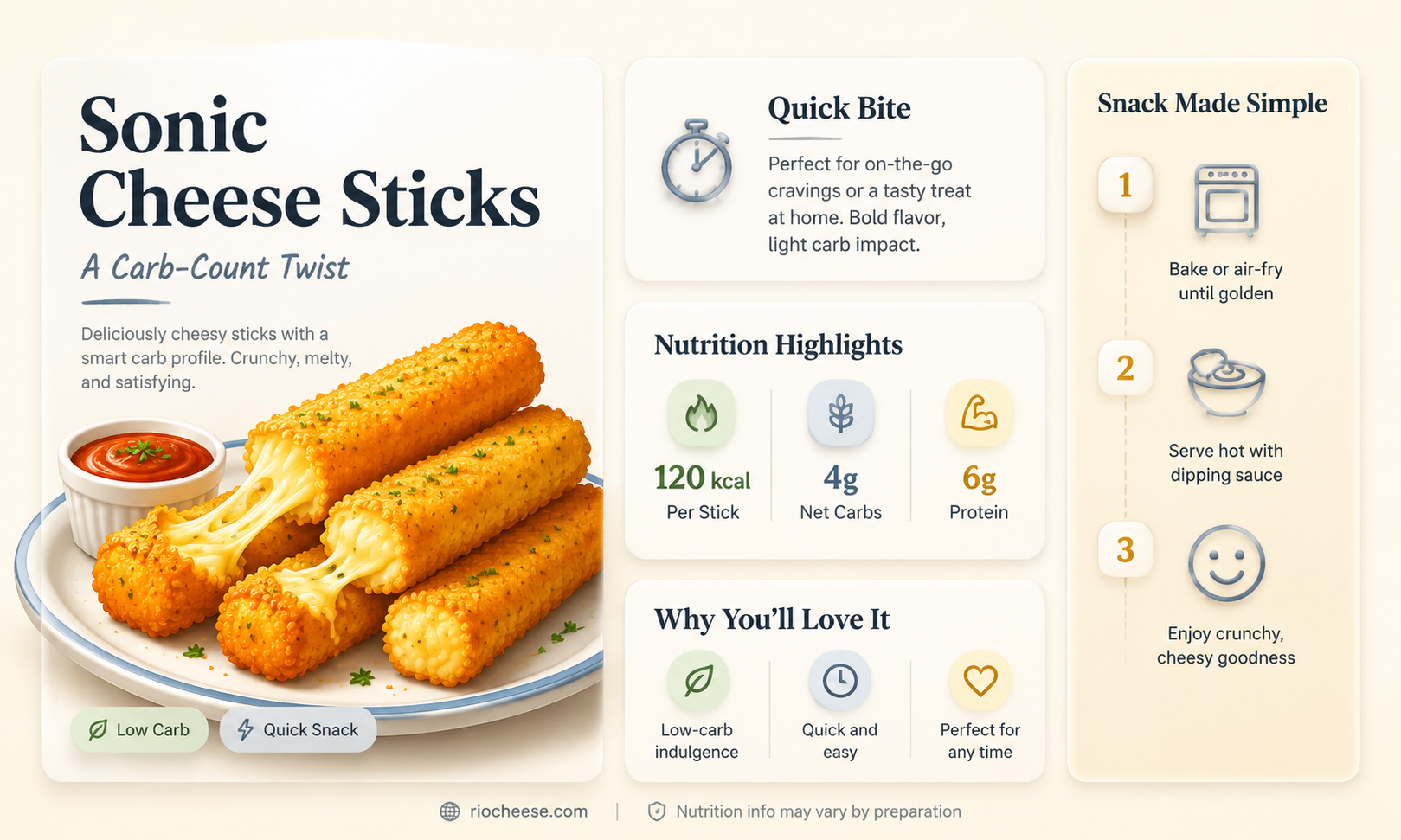 how many carbs are in sonic cheese sticks