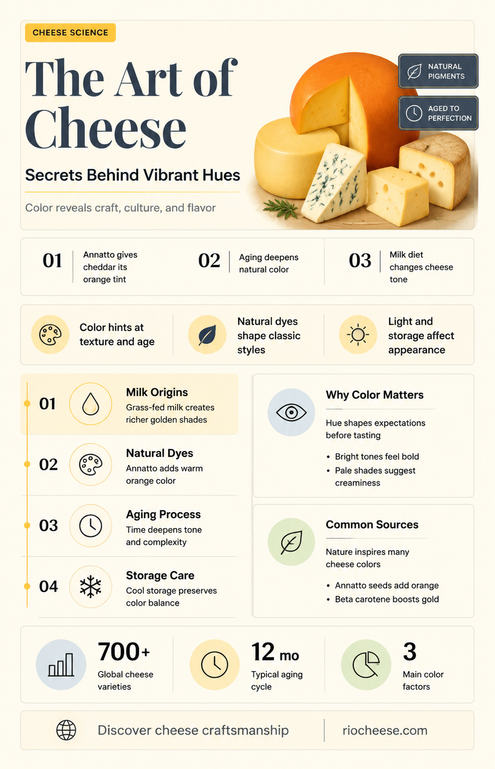 how does cheese get its color