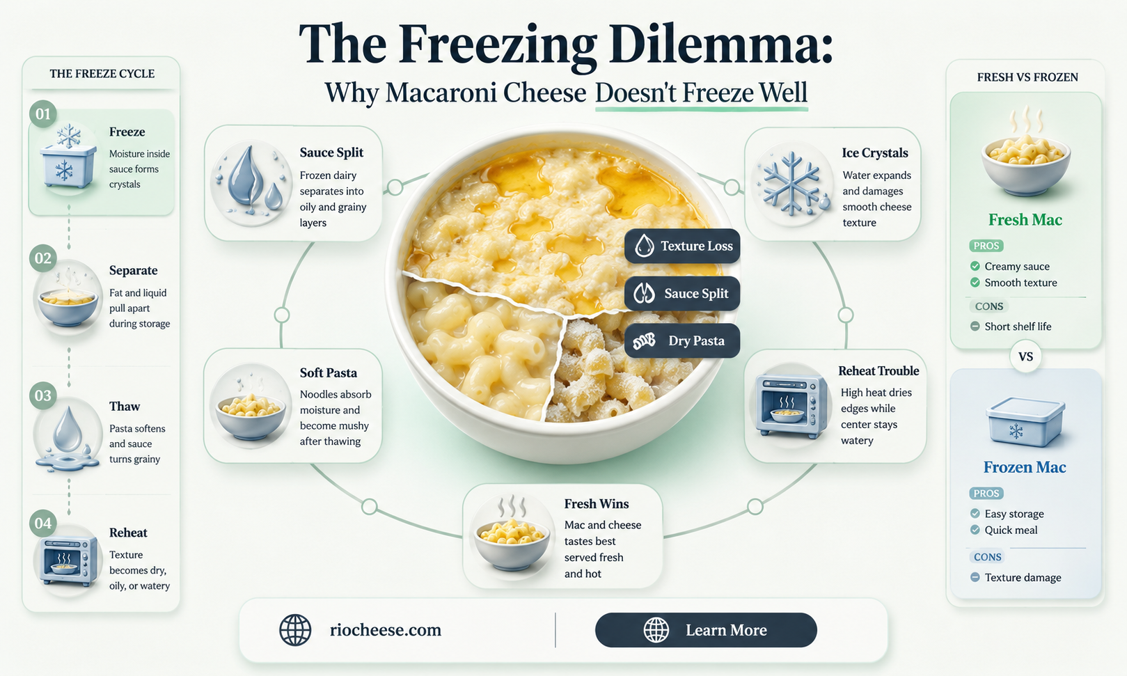 why is macaroni cheese not suitable for freezing
