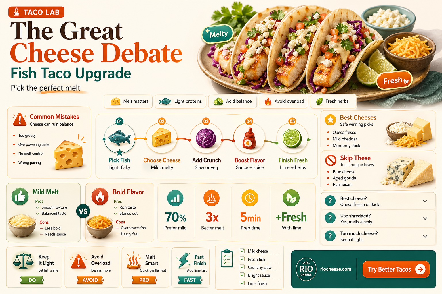 do you put cheese on fish tacos