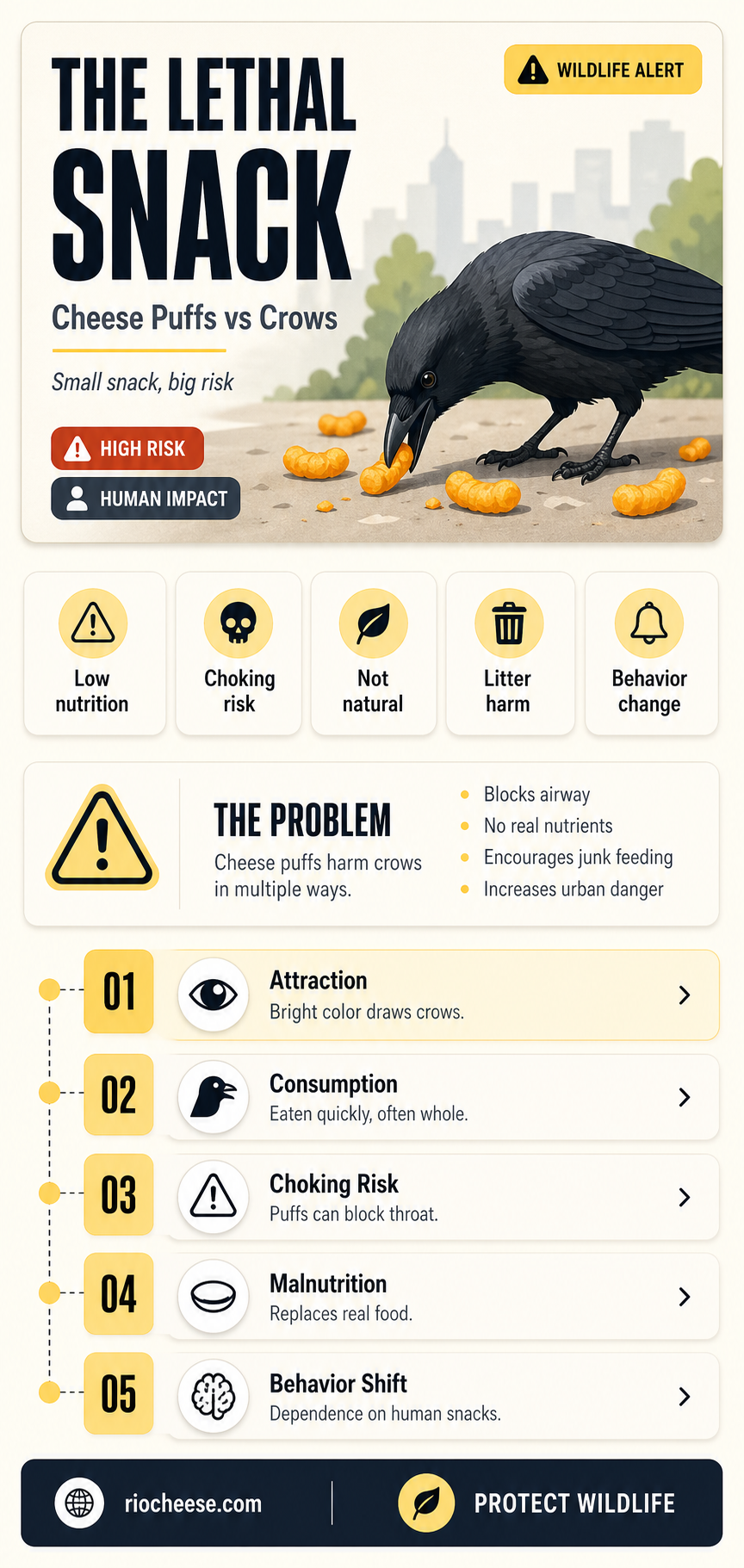 how do cheese puffs kill crows