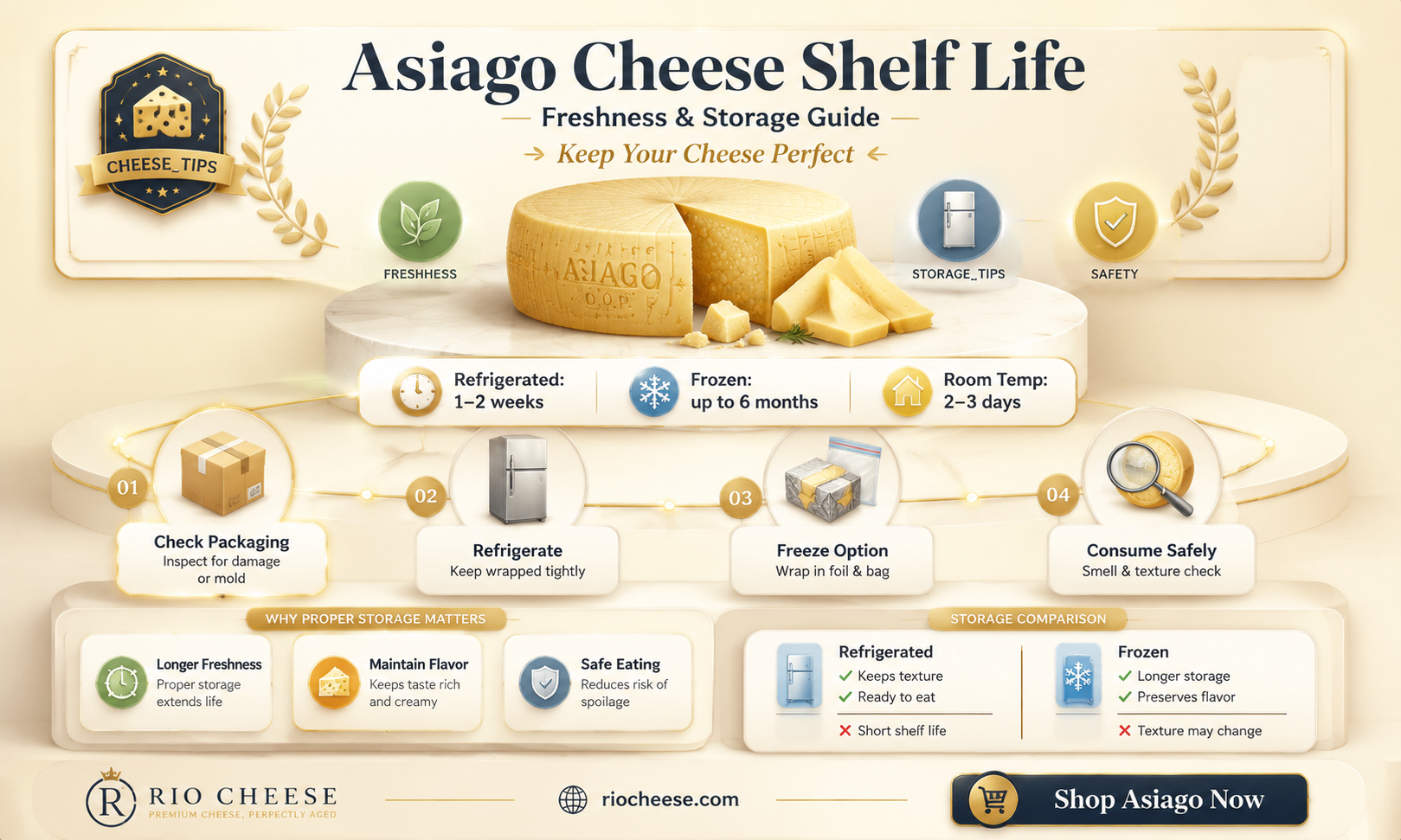 how long does asiago cheese last
