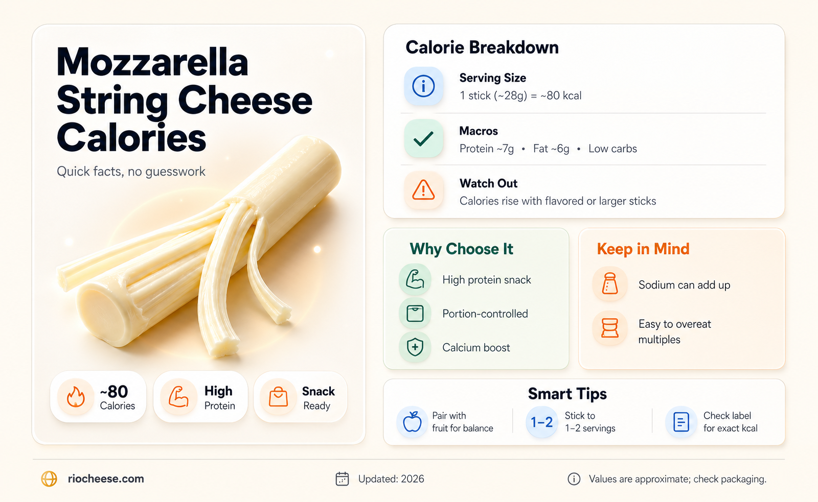 how many calories are in a mozzarella string cheese