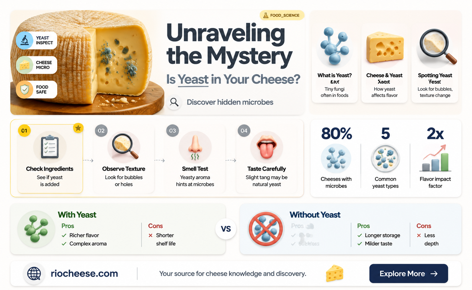 does cheese have yeast in it